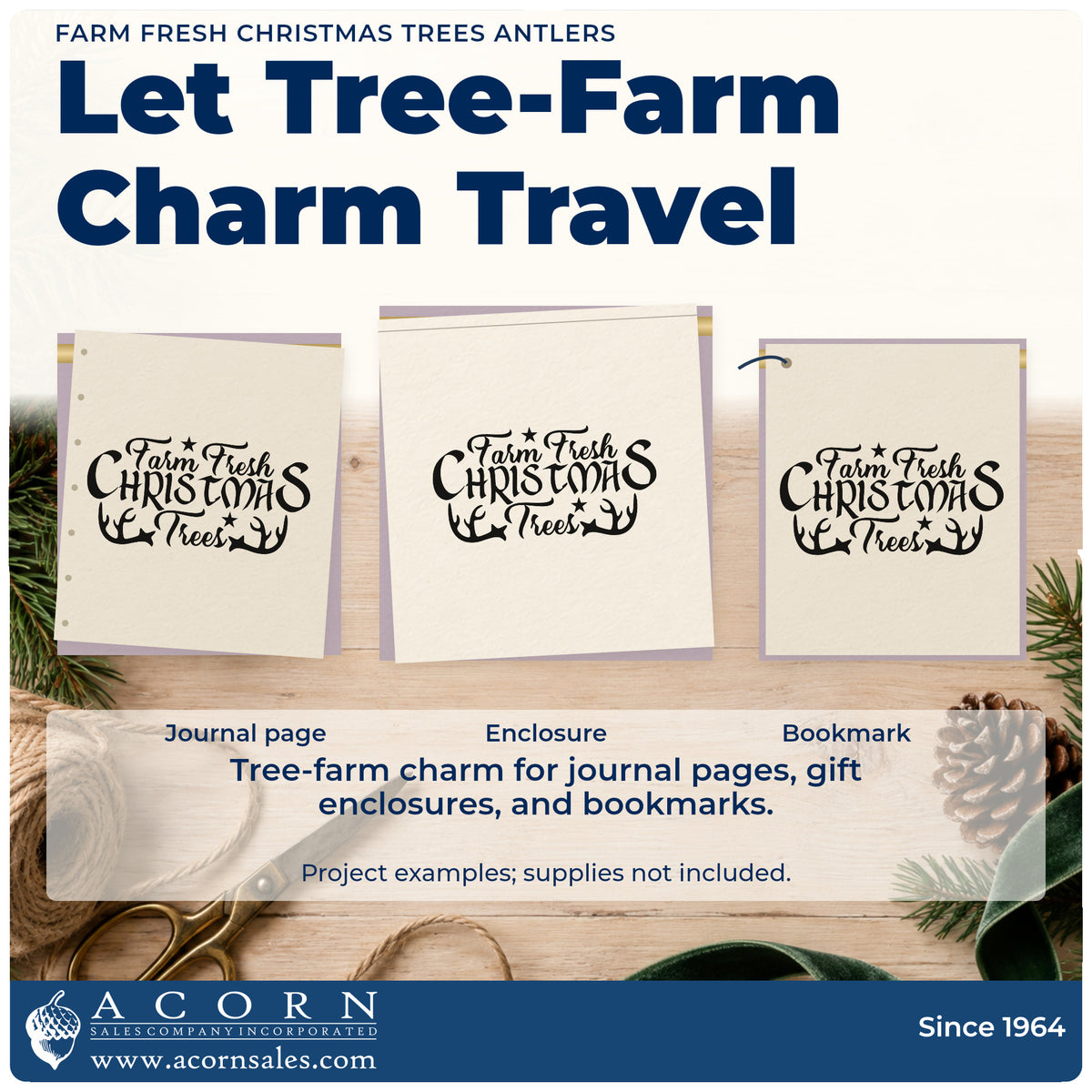 Three project examples made with the Farm Fresh Christmas Trees Antlers With Stars Stamp – Self-Inking, including herd count sheet.