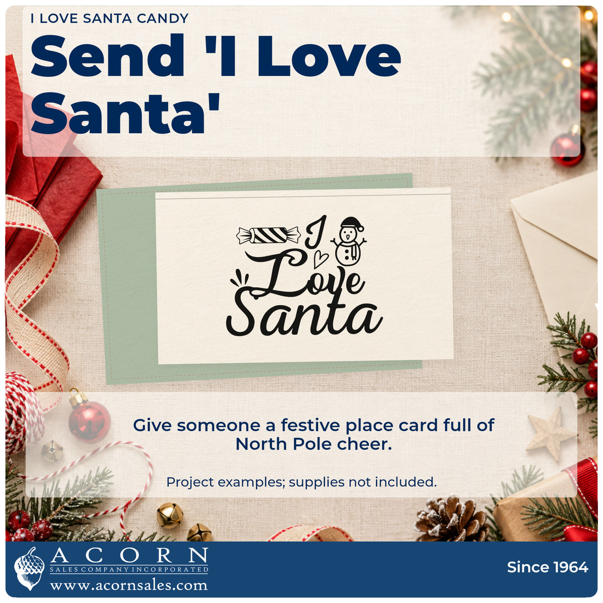 A finished handmade project stamped with the I Love Santa Candy Pre-Inked Stamp – PSI, ideal for sweet tooth album.