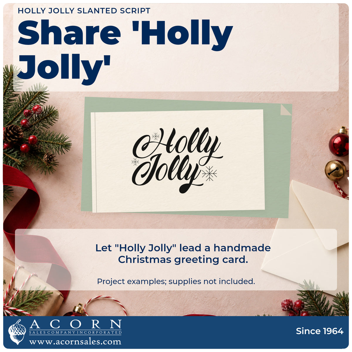 A finished handmade project stamped with the Holly Jolly Slanted Script Lettering Rubber Stamp – Duo Hand, ideal for italic album header.
