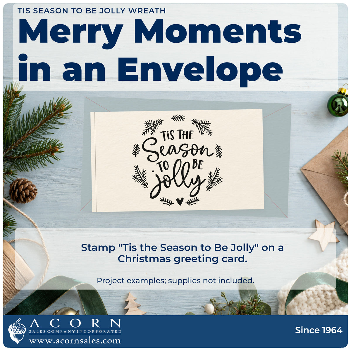 A finished handmade project stamped with the Tis The Season To Be Jolly Pine Motif Stamp – Self-Inking, ideal for door decor album.