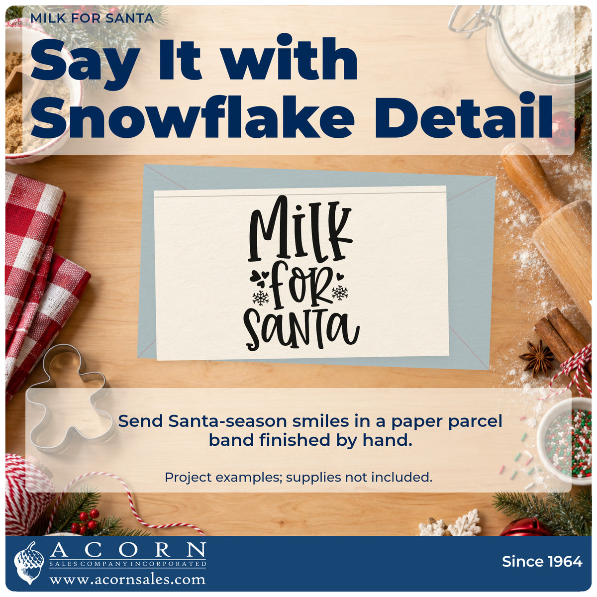 A finished handmade project stamped with the Milk For Santa Slim Pre-Inked Stamp, ideal for snack night album.