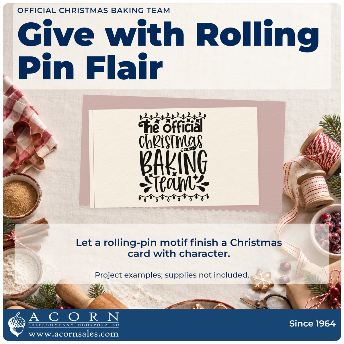 A finished handmade project stamped with the Pre-Inked Official Christmas Baking Team Stamp – PSI, ideal for team roster album.