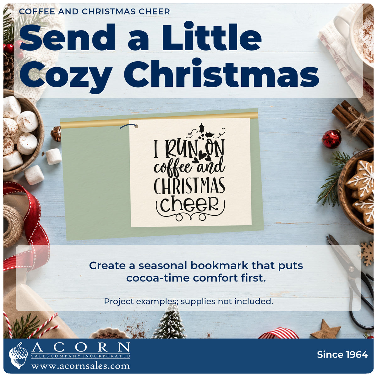 A finished handmade project stamped with the I Run On Coffee And Christmas Cheer Premium Wooden Stamp – Vintage Pro, ideal for break room album.