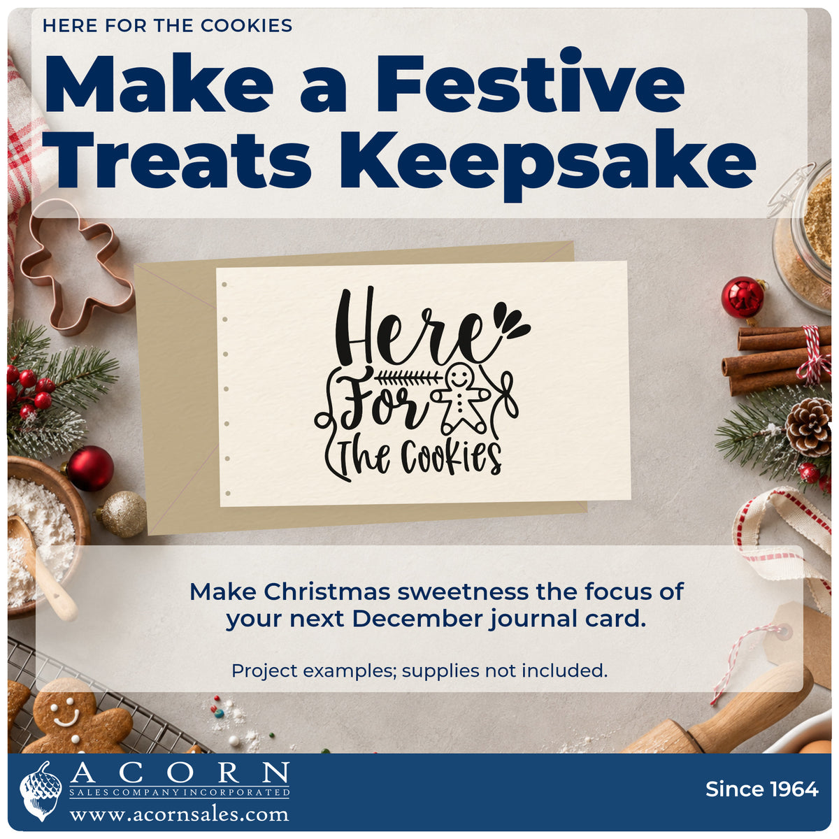 A finished handmade project stamped with the Vintage Pro Here For The Cookies Premium Wooden Stamp, ideal for treat tally album.