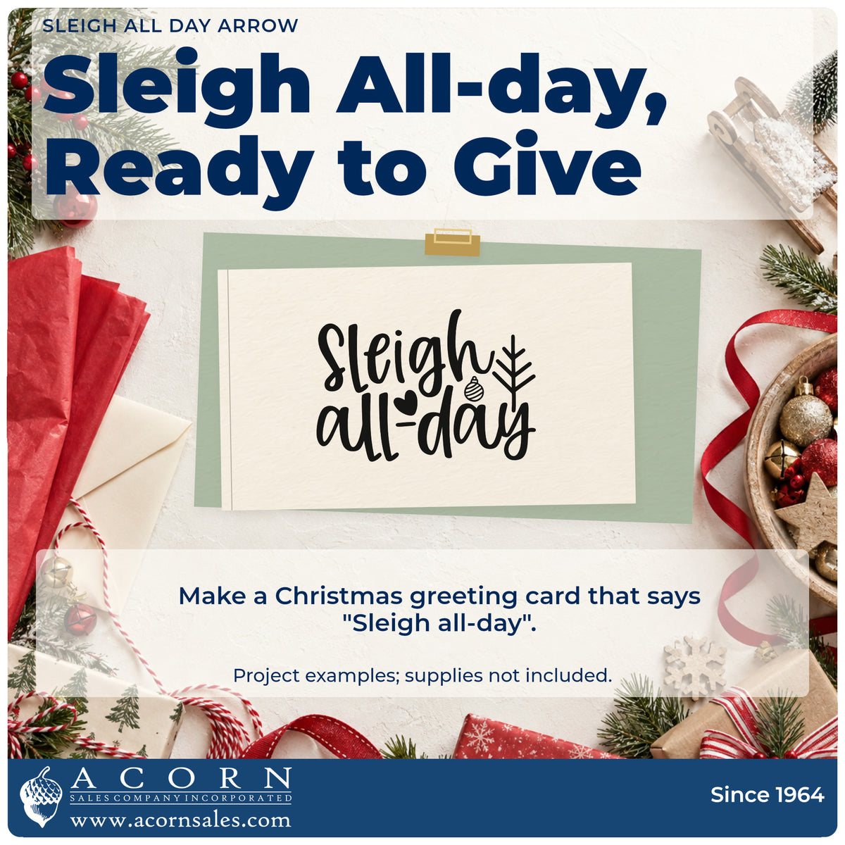 A finished handmade project stamped with the Sleigh All Day Arrow Ornaments PSI Pre-Inked Stamp, ideal for arrow cards.
