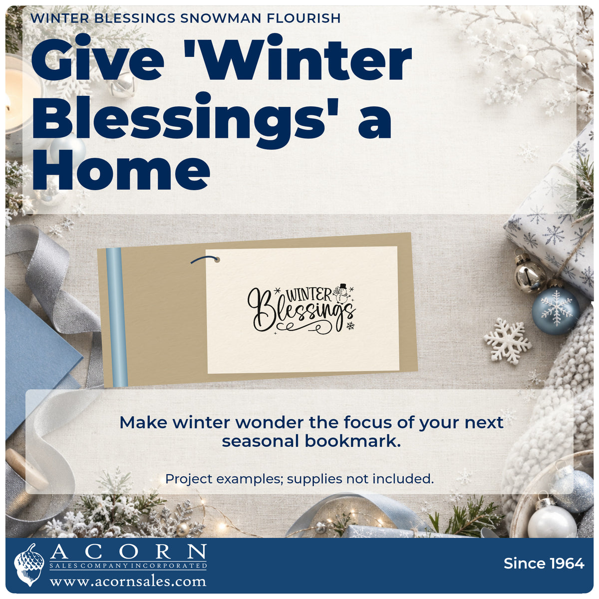 A finished handmade project stamped with the Winter Blessings Snowman Flourish Premium Wooden Stamp – Vintage Pro, ideal for gratitude album page.
