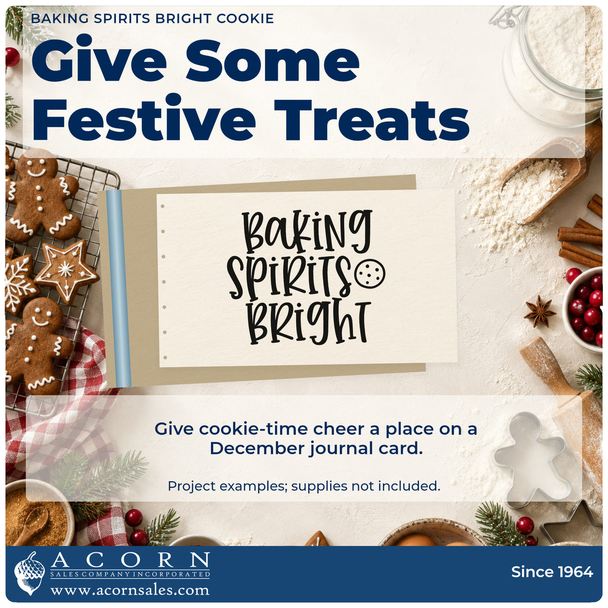A finished handmade project stamped with the Cookie And Baking Spirits Bright Self-Inking Stamp, ideal for batch album page.