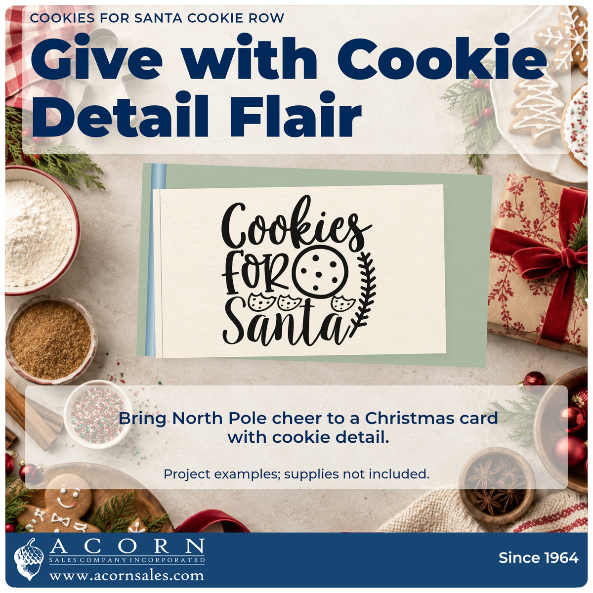 A finished handmade project stamped with the Cookies For Santa Cookie Row Botanical Sprig Hand Stamp – Duo, ideal for row cards.