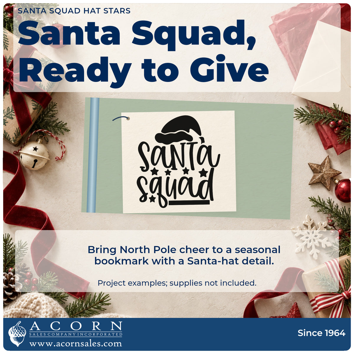 A finished handmade project stamped with the Santa Squad Hat Stars Lettering Pre-Inked Stamp – Slim, ideal for team album page.