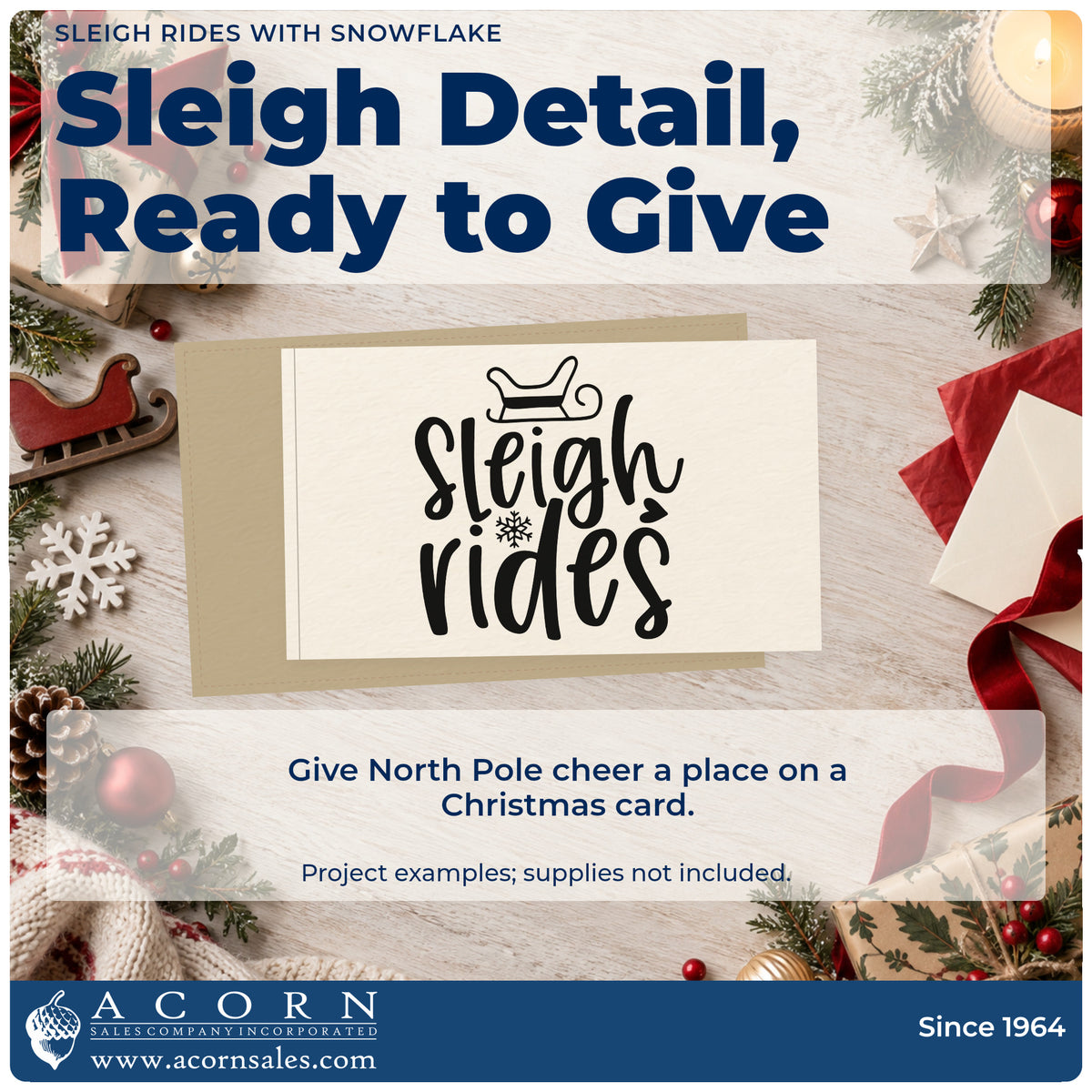 A finished handmade project stamped with the Sleigh Rides With Snowflake Stamp – PSI Pre-Inked, ideal for season album page.