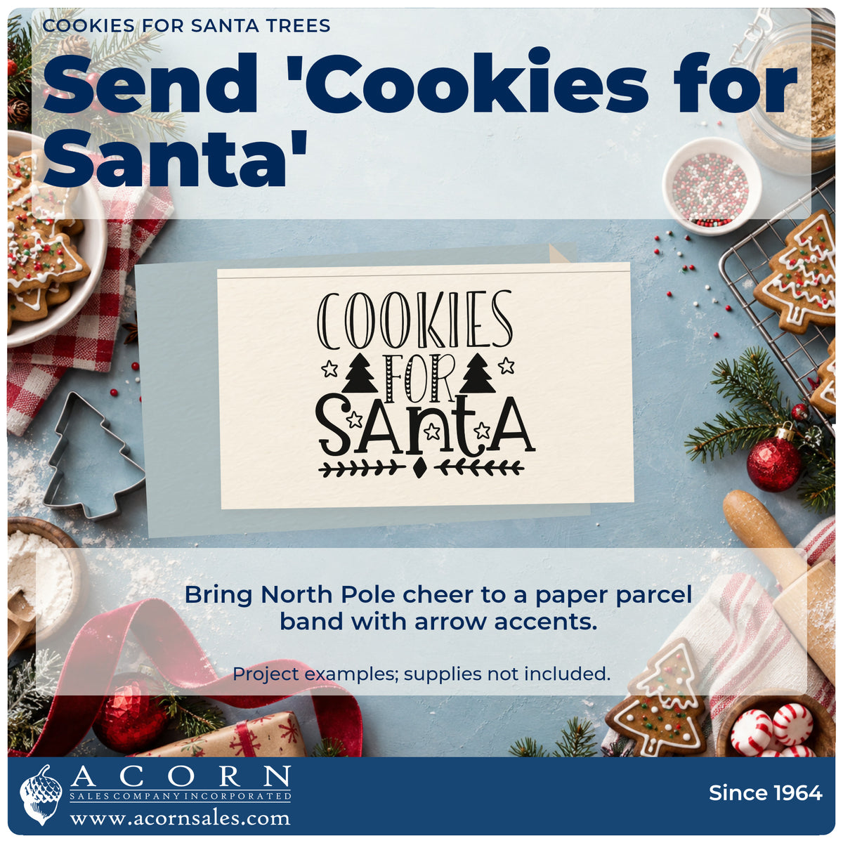 A finished handmade project stamped with the Self-Inking Cookies For Santa Trees Stamp, ideal for two part album page.