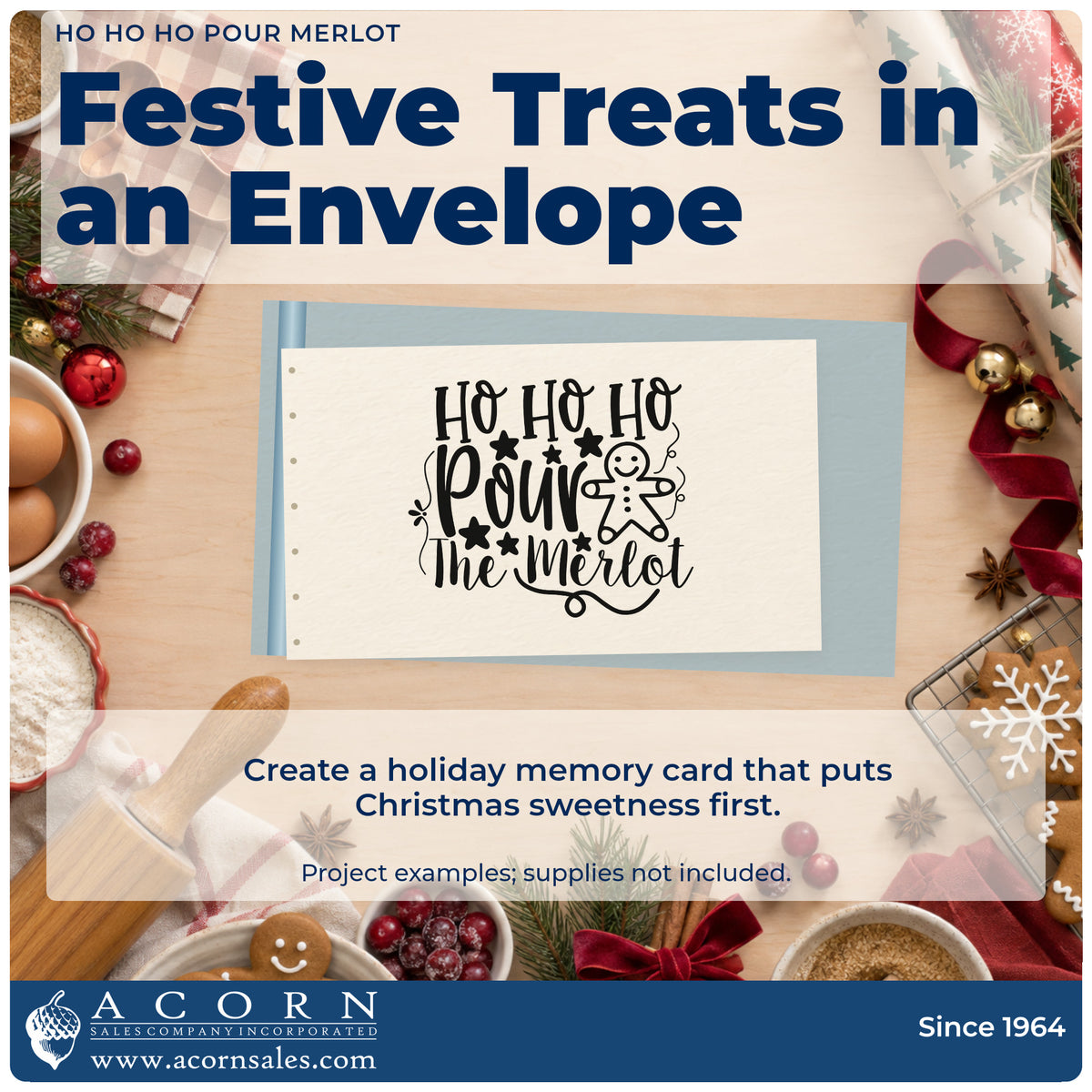 A finished handmade project stamped with the Ho Ho Ho Pour Merlot Duo Hand Stamp, ideal for pairing album page.