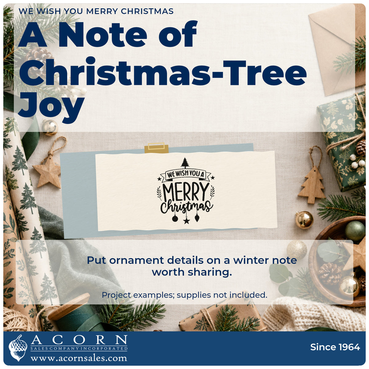 A finished handmade project stamped with the We Wish You Merry Christmas Rubber Stamp – Duo Hand, ideal for full page album.