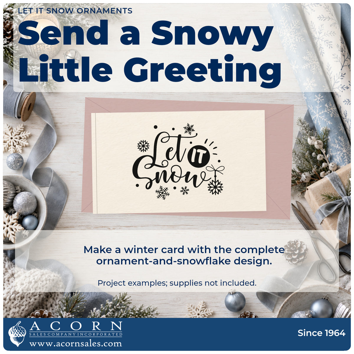 A finished handmade project stamped with the Premium Wooden Let It Snow Ornaments Snowflakes Stamp – Vintage Pro, ideal for mobile craft album.