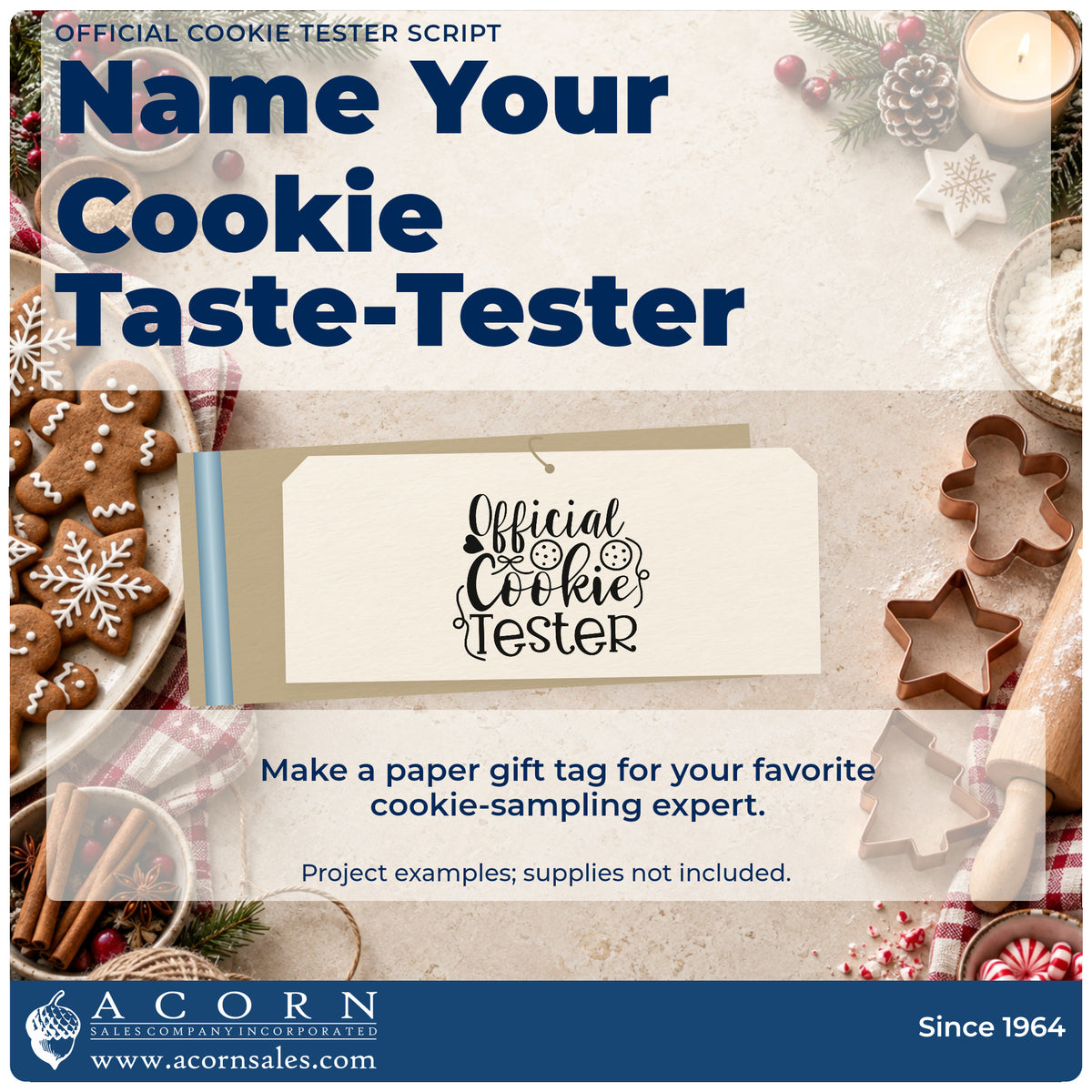 A finished handmade project stamped with the Official Cookie Tester Script Self-Inking Stamp, ideal for side by side album.