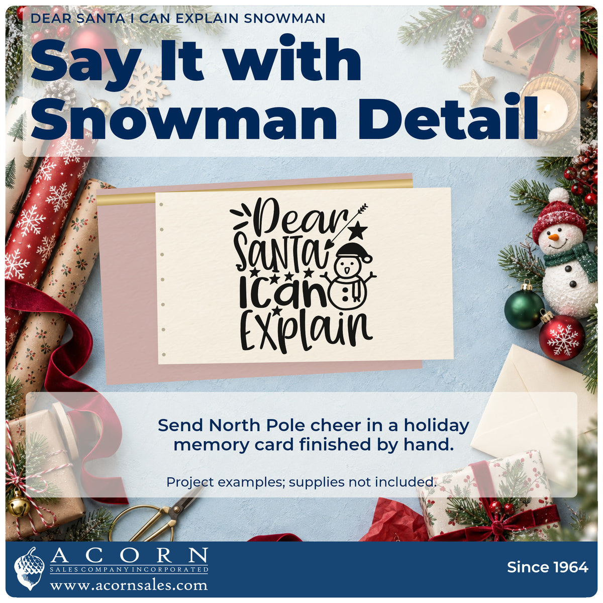 A finished handmade project stamped with the Dear Santa I Can Explain Snowman Pre-Inked Stamp – PSI, ideal for sweet sorry album.