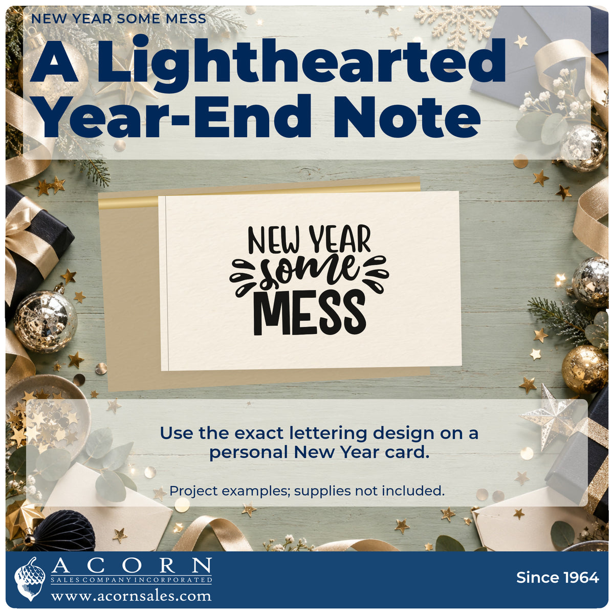 A finished handmade project stamped with the New Year Some Mess Premium Wood-Mounted Stamp – Vintage Pro, ideal for real year album.