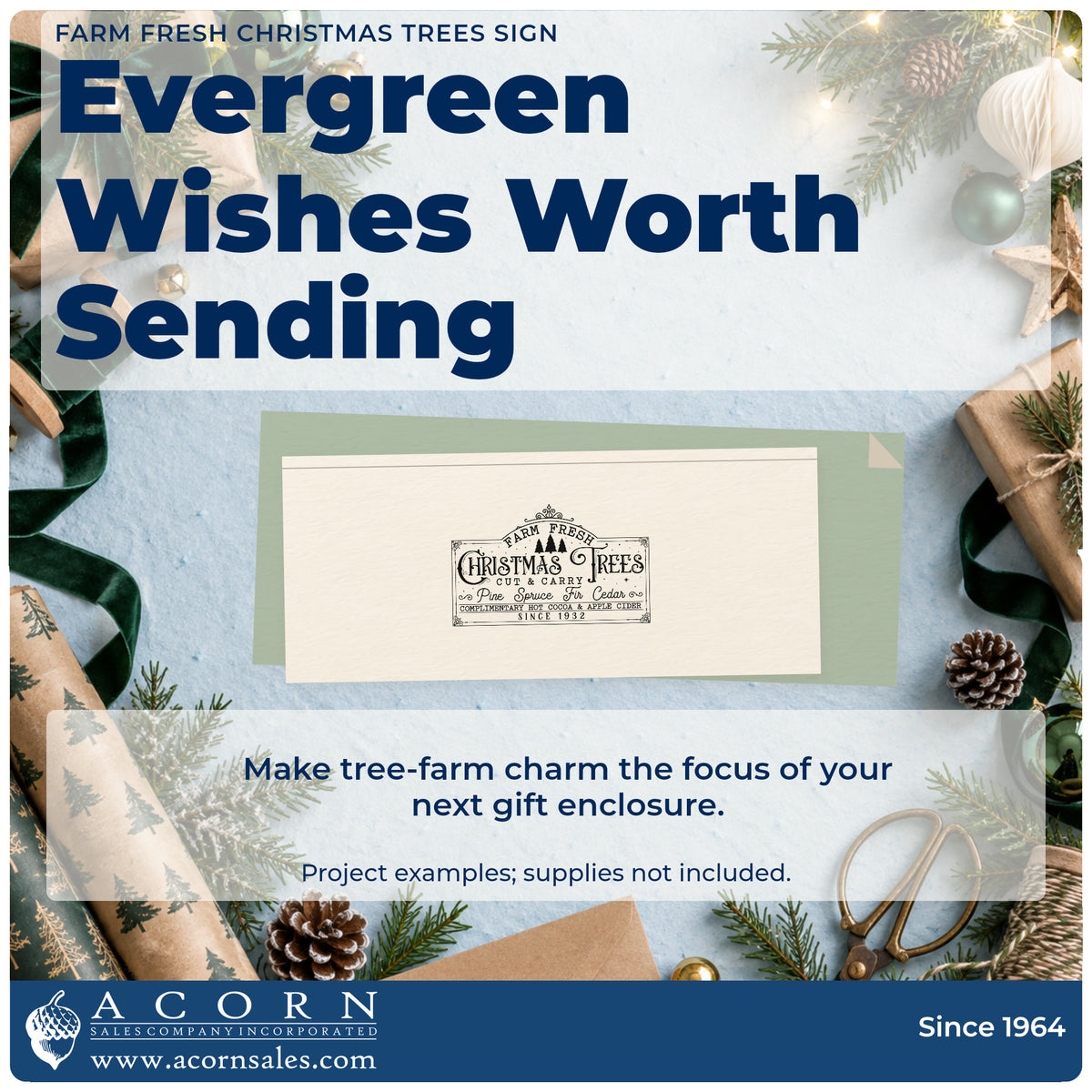 A finished handmade project stamped with the Farm Fresh Christmas Trees Sign Lettering Self-Inking Stamp, ideal for sign archive album.