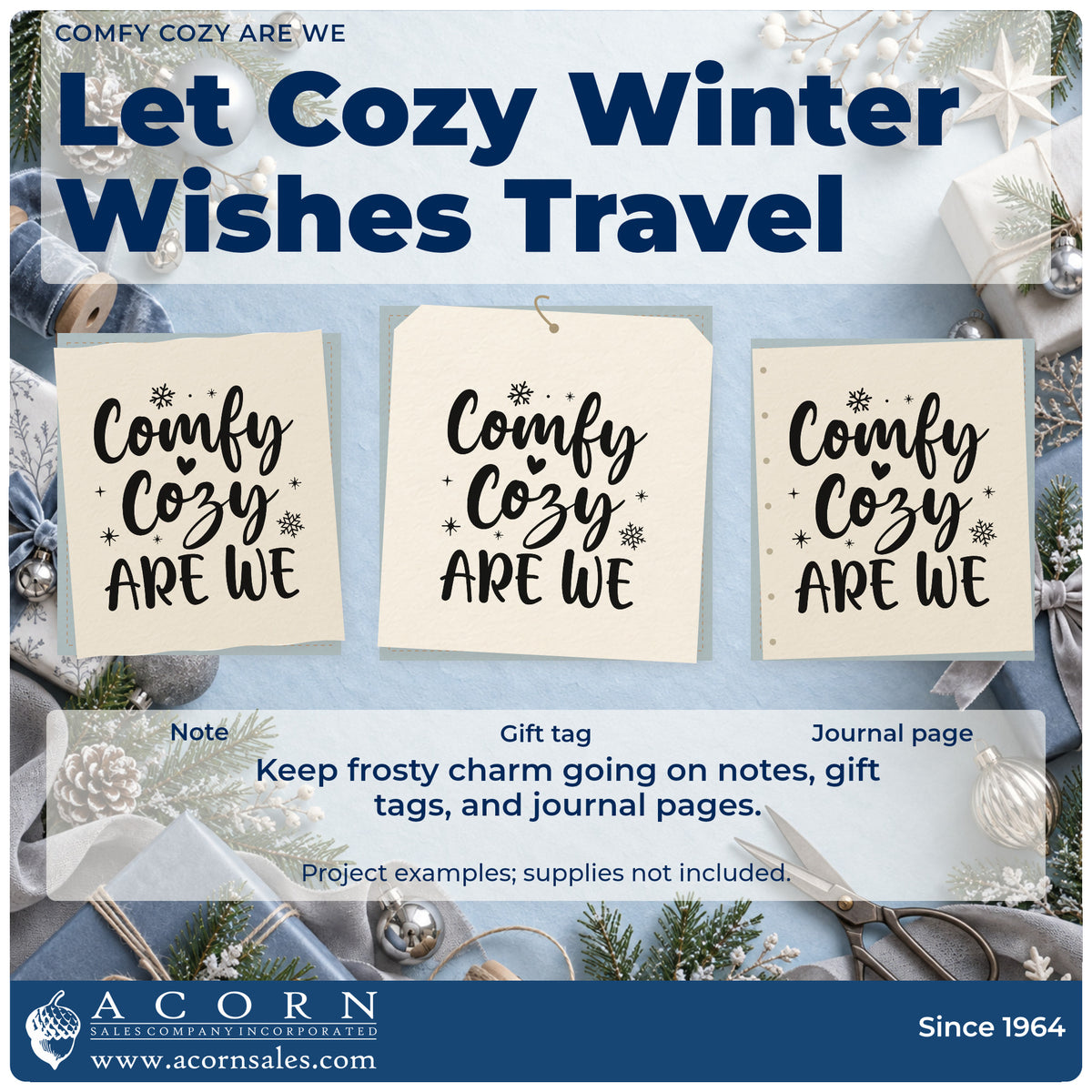 Three project examples made with the Comfy Cozy Are We Snowflakes Stamp – Premium Vintage Pro Wooden, including movie pick sheet.