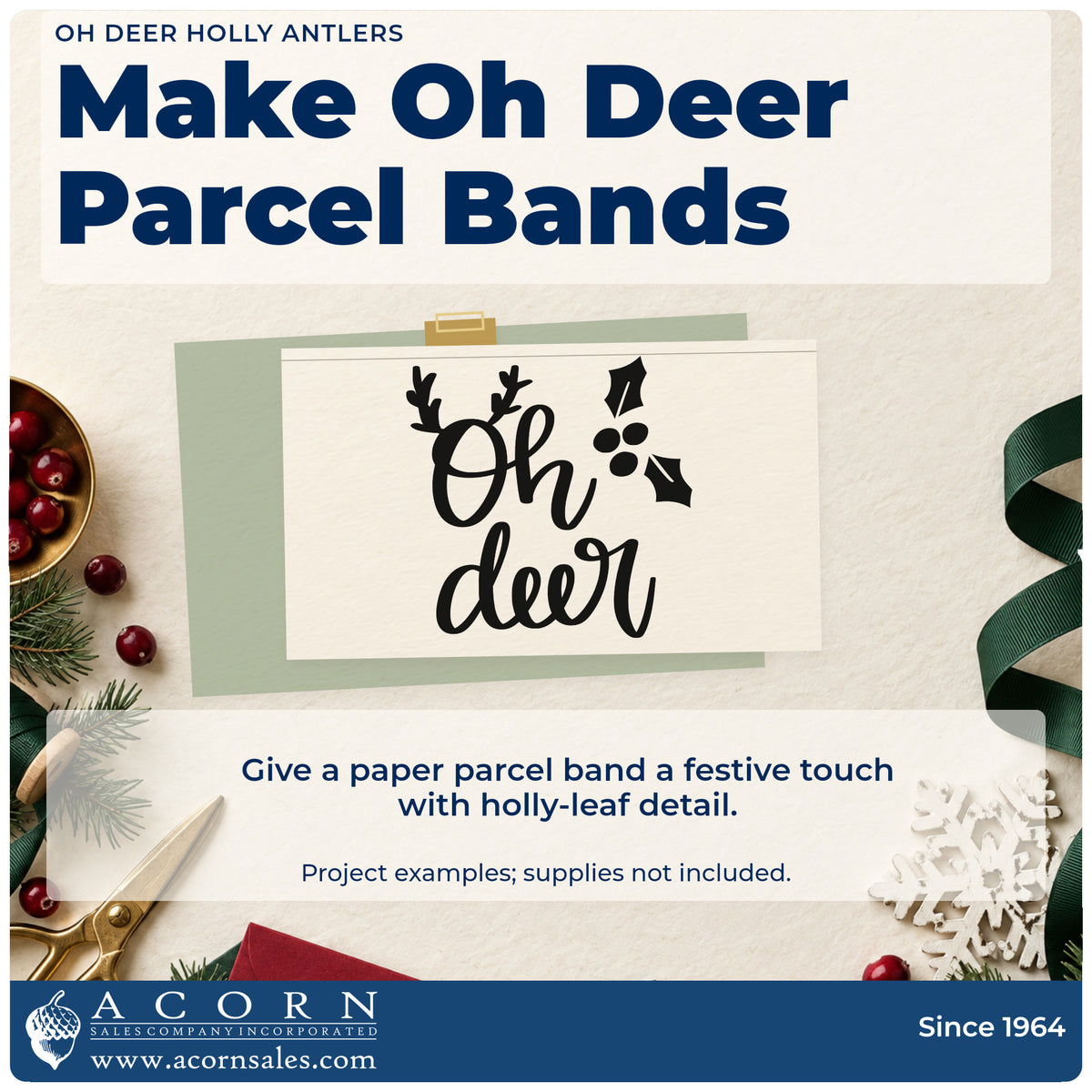 A finished handmade project stamped with the Duo Hand Oh Deer Holly Antlers Rubber Stamp, ideal for foraged album page.