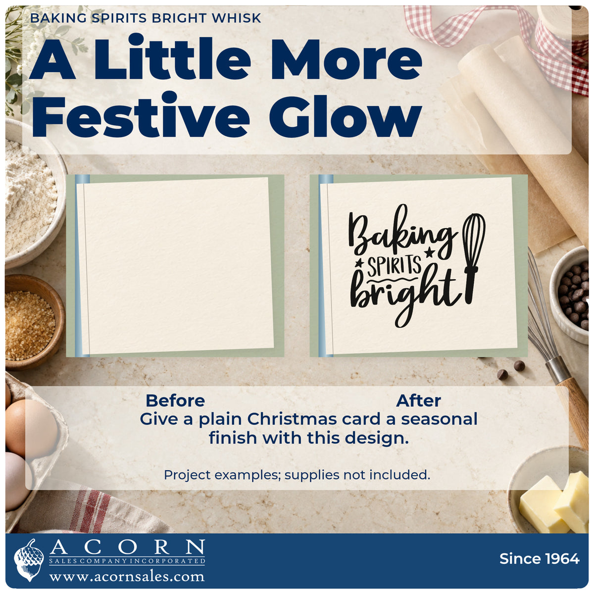 Before and after of a plain item finished with the Baking Spirits Bright Whisk With Stars Hand Stamp – Duo, a quick upgrade for towel wave printing.