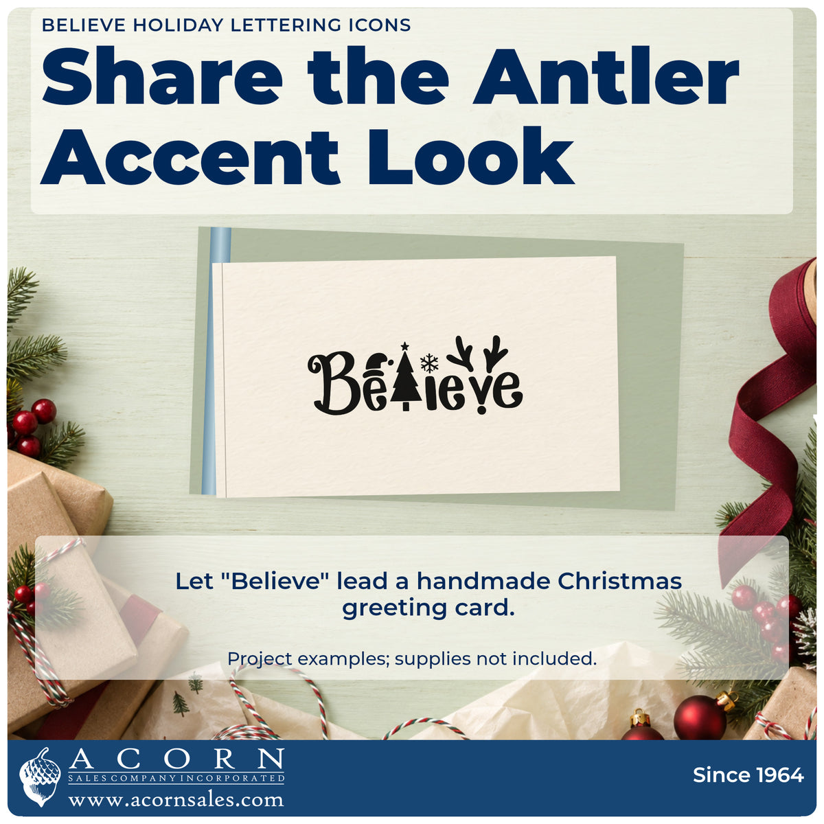 A finished handmade project stamped with the Believe Holiday Lettering Icons Antlers Craft Stamp – Self-Inking, ideal for lettering album page.