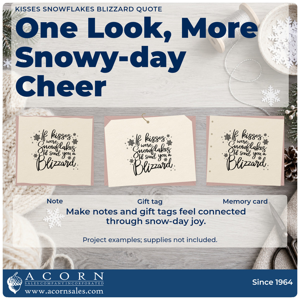 Three project examples made with the If Kisses Were Snowflakes I'd Send You A Blizzard Self-Inking Stamp, including call log sheet.