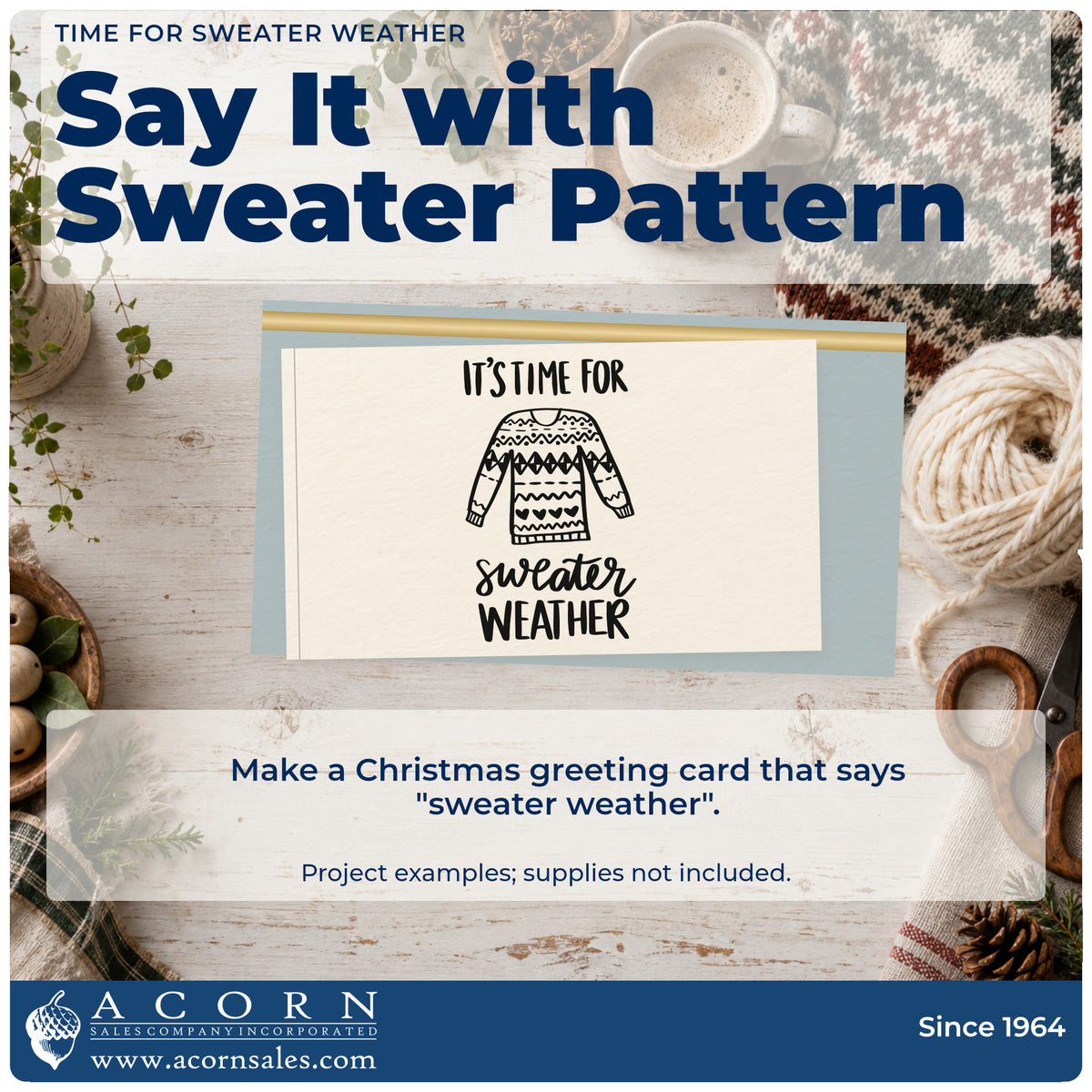 A finished handmade project stamped with the Time For Sweater Weather Rubber Stamp – Duo Hand, ideal for pattern album page.