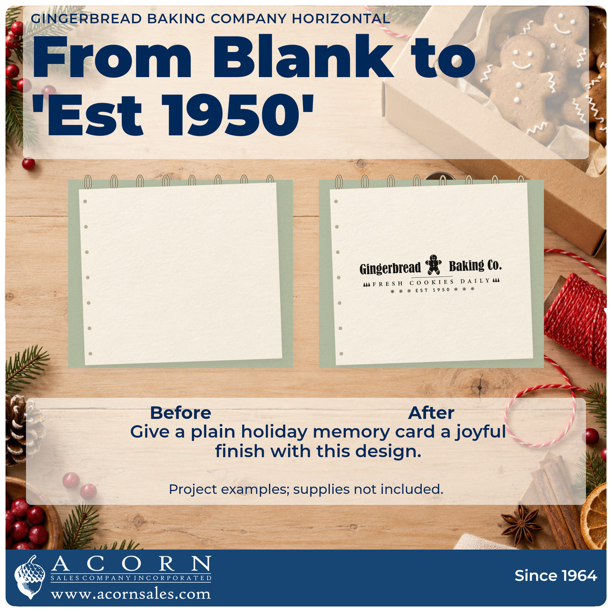 Before and after of a plain item finished with the Gingerbread Baking Company Horizontal Rubber Stamp – Duo Hand, a quick upgrade for framed counter back.