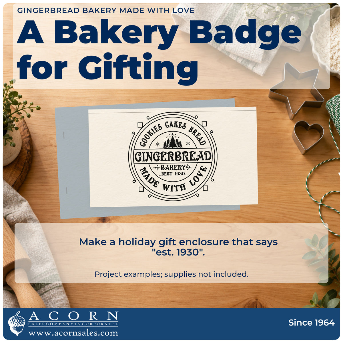 A finished handmade project stamped with the Slim Pre-Inked Gingerbread Bakery Made With Love Stamp, ideal for recipe vault album.