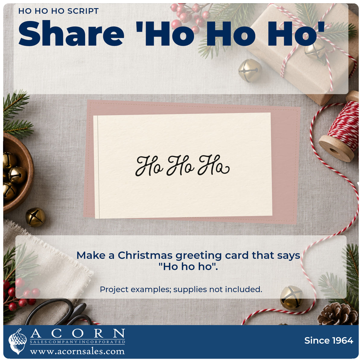 A finished handmade project stamped with the Ho Ho Ho Hand Stamp – Duo, ideal for strip album accent.