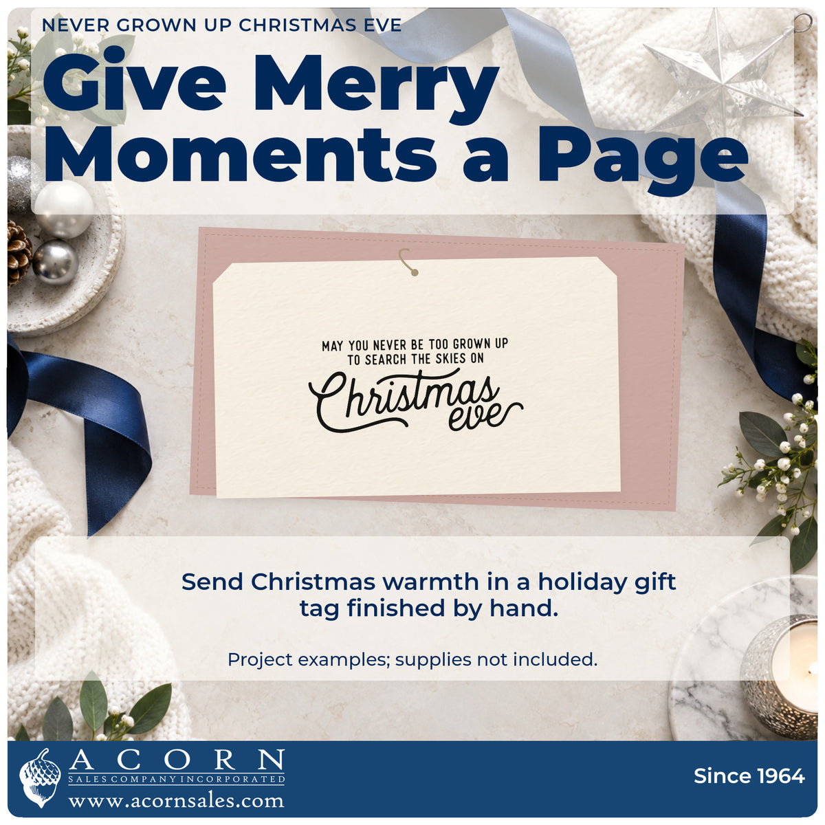 A finished handmade project stamped with the Never Grown Up Christmas Eve Script Lettering Craft Stamp – Self-Inking, ideal for wonder album page.