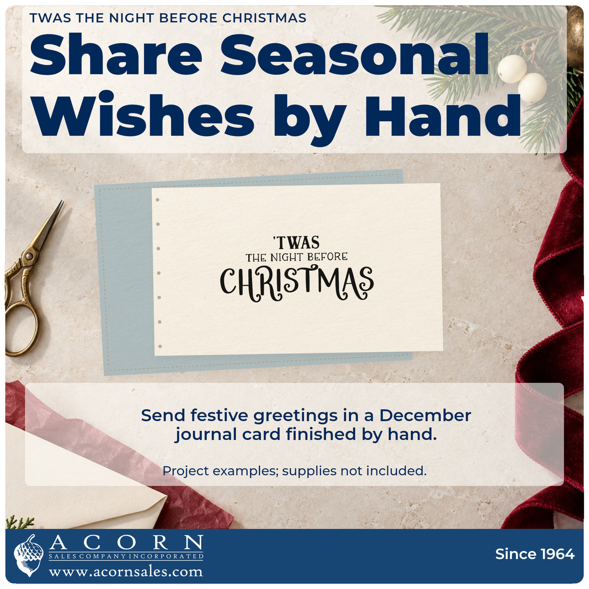A finished handmade project stamped with the Twas The Night Before Christmas Stamp – PSI Pre-Inked, ideal for read aloud album.