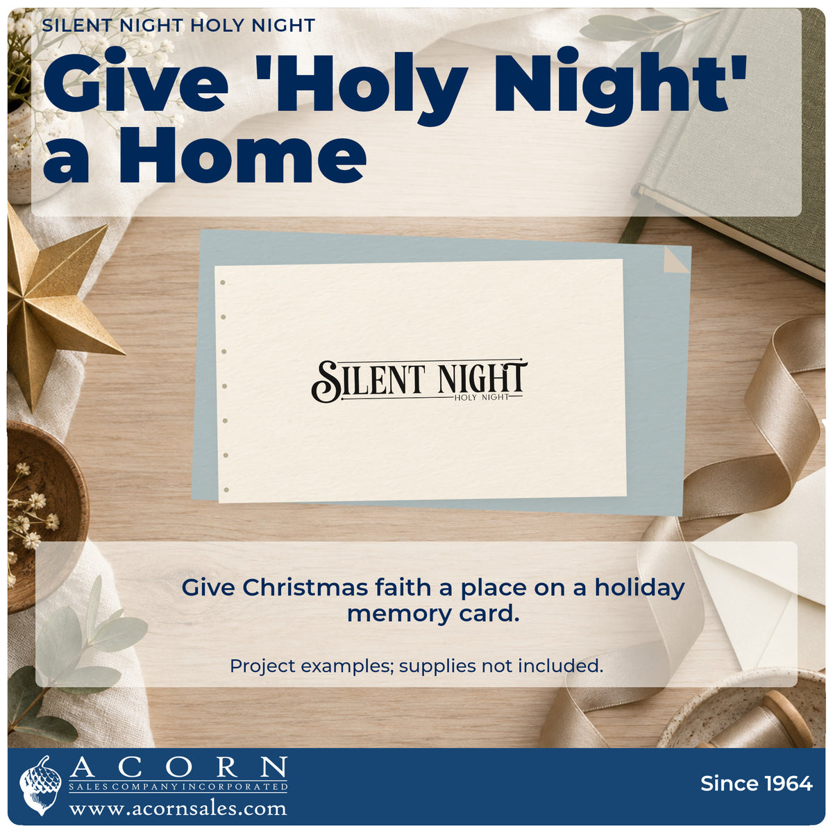 A finished handmade project stamped with the Silent Night Holy Night Pre-Inked Stamp – PSI, ideal for service album page.