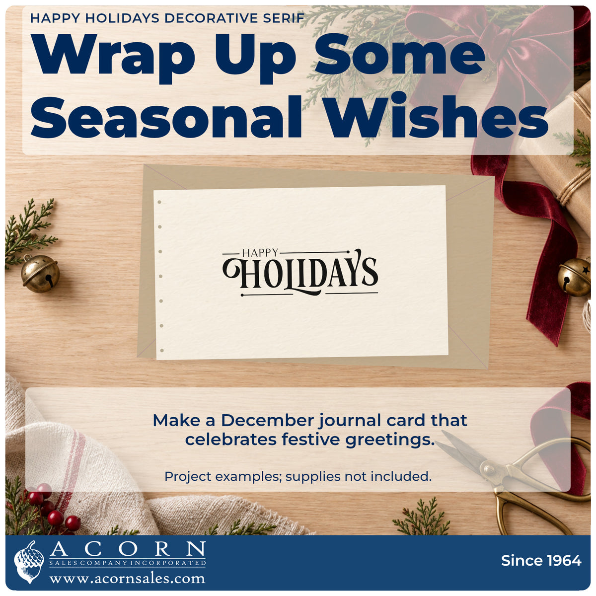A finished handmade project stamped with the Happy Holidays Hand Stamp – Duo, ideal for team year album.