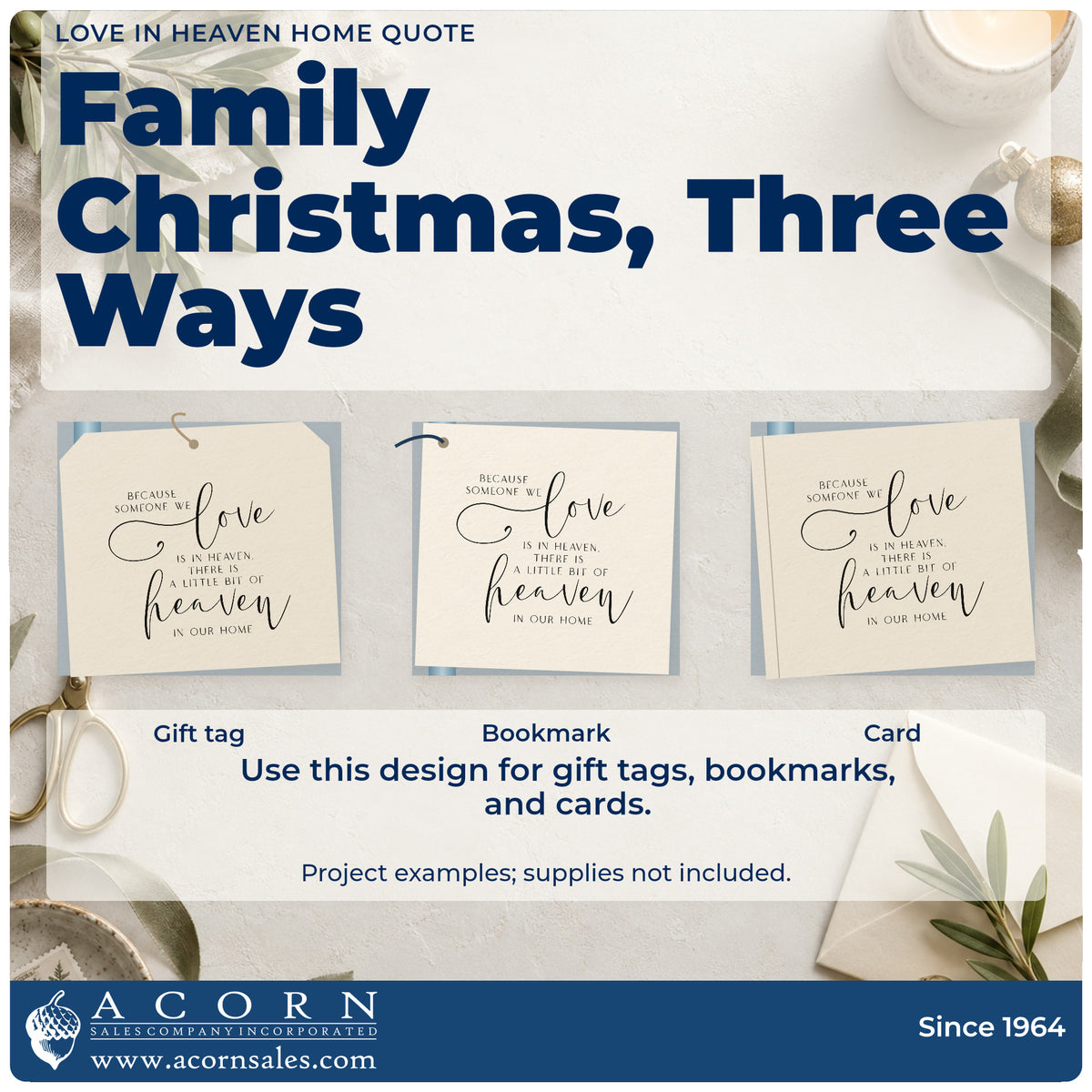 Three project examples made with the Premium Wooden Love In Heaven Home Word Art Stamp – Vintage Pro, including remembrance note sheet.