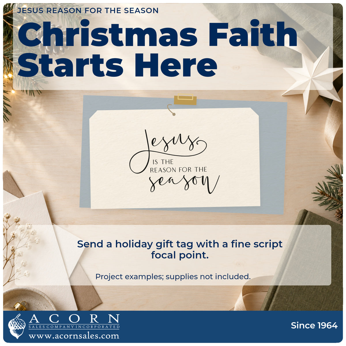 A finished handmade project stamped with the Pre-Inked Jesus Reason For The Season Stamp – PSI, ideal for testimony album page.