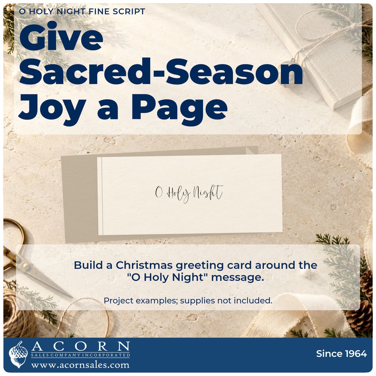 A finished handmade project stamped with the O Holy Night Fine Script Stamp – Duo Hand, ideal for plain album title.