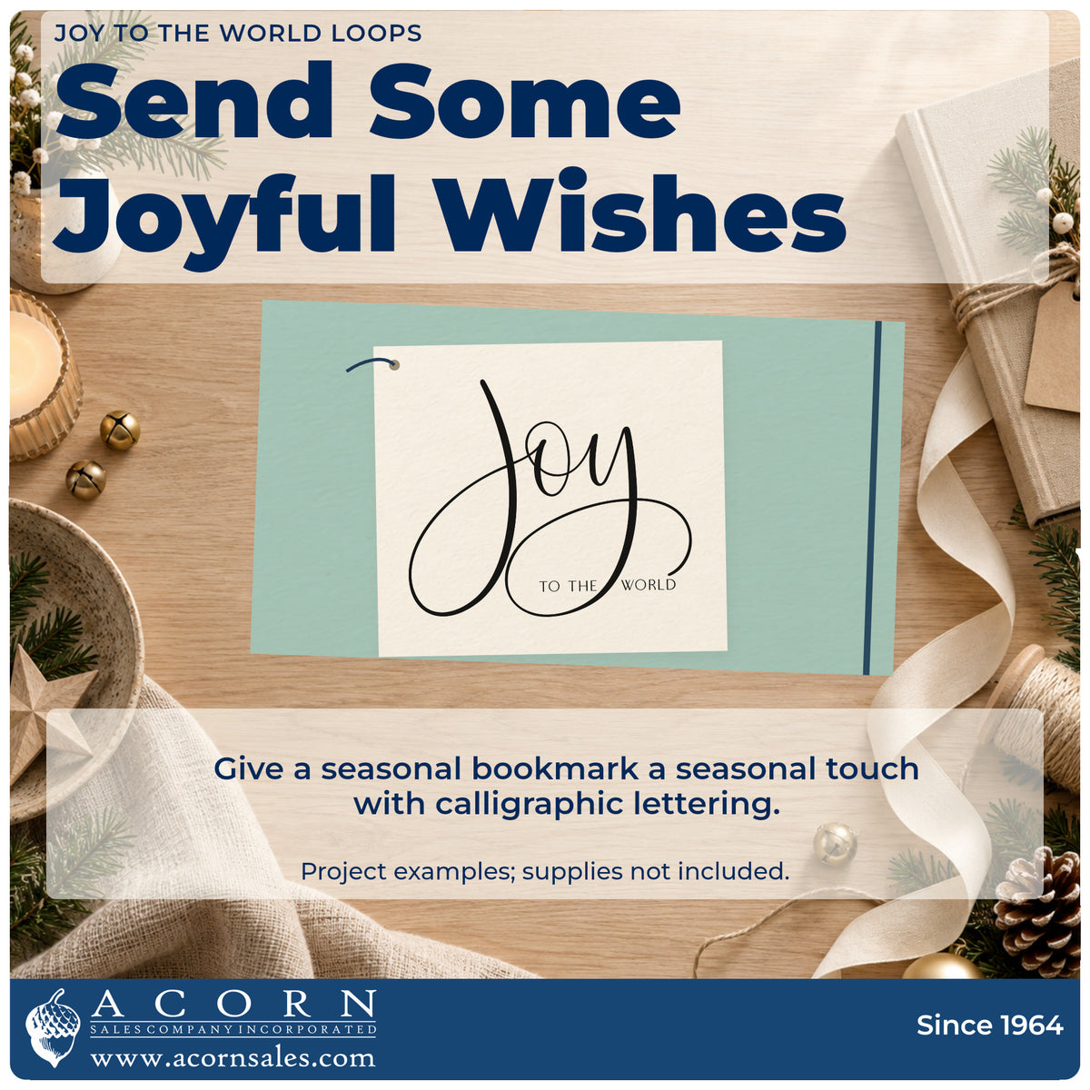 A finished handmade project stamped with the Joy To The World Loops Calligraphy Pre-Inked Stamp – Slim, ideal for yearly theme album.