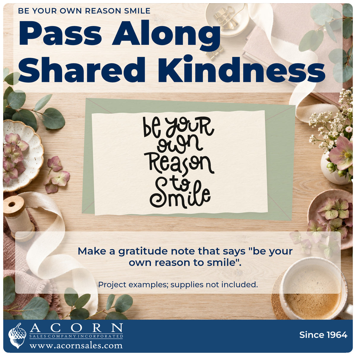 A finished handmade project stamped with the Be Your Own Reason Smile Pre-Inked Stamp – Slim, ideal for self care album page.