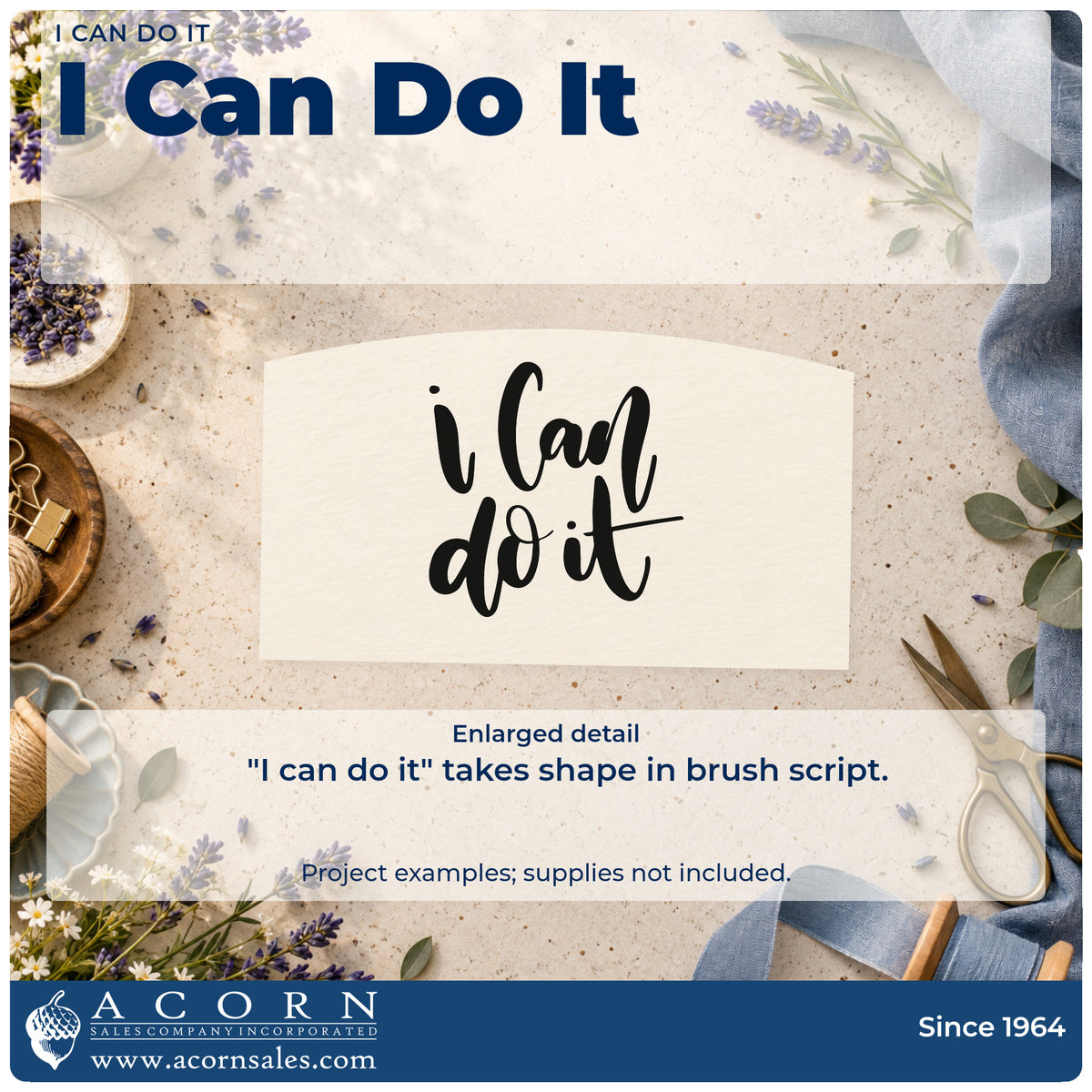 Enlarged detail of the I Can Do It Brush Lettering PSI Pre-Inked Stamp imprint. The words "I can do it" appear in oversized bold brush lettering.