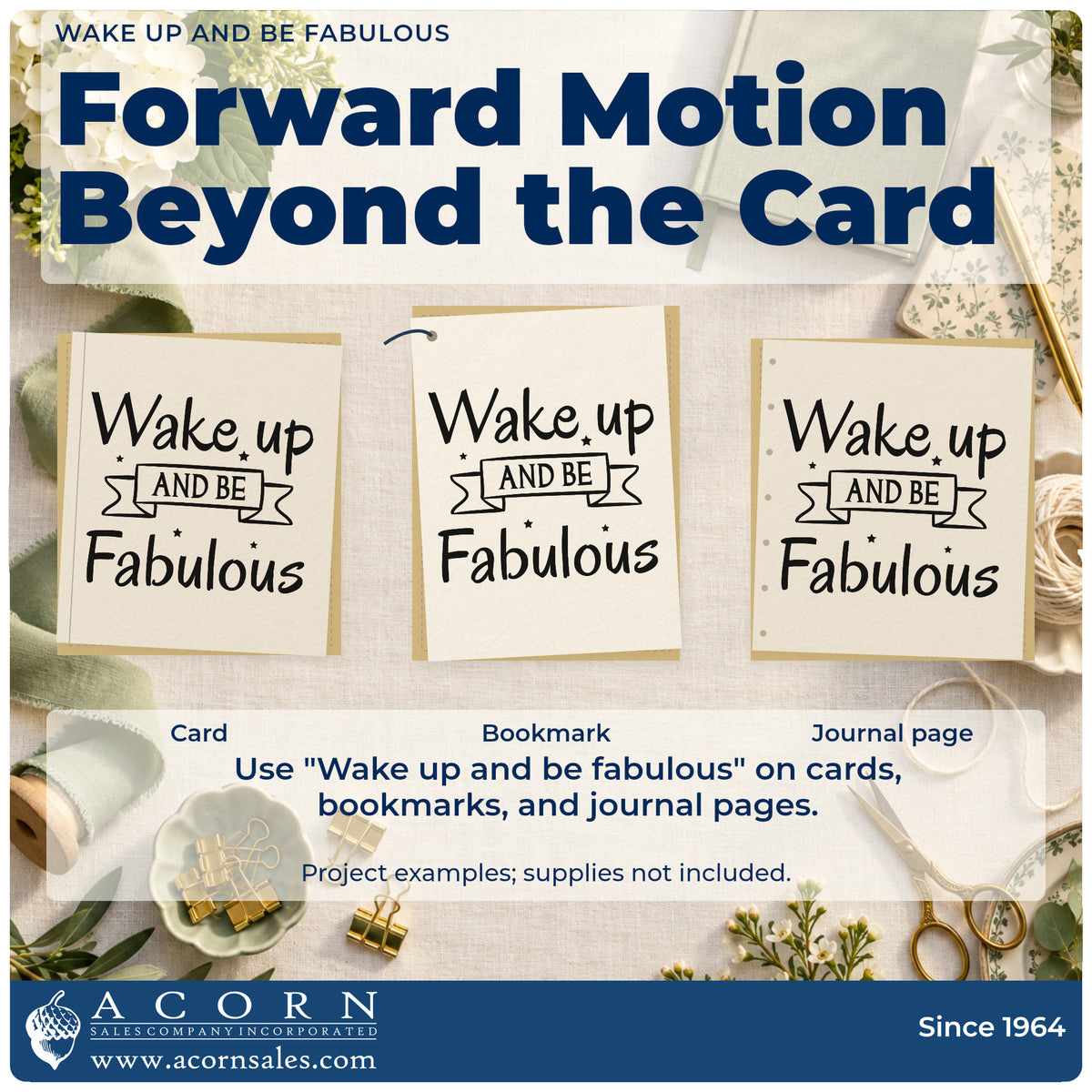 Three project examples made with the Premium Wooden Wake Up And Be Fabulous With Stars Stamp – Vintage Pro, including morning order sheet.