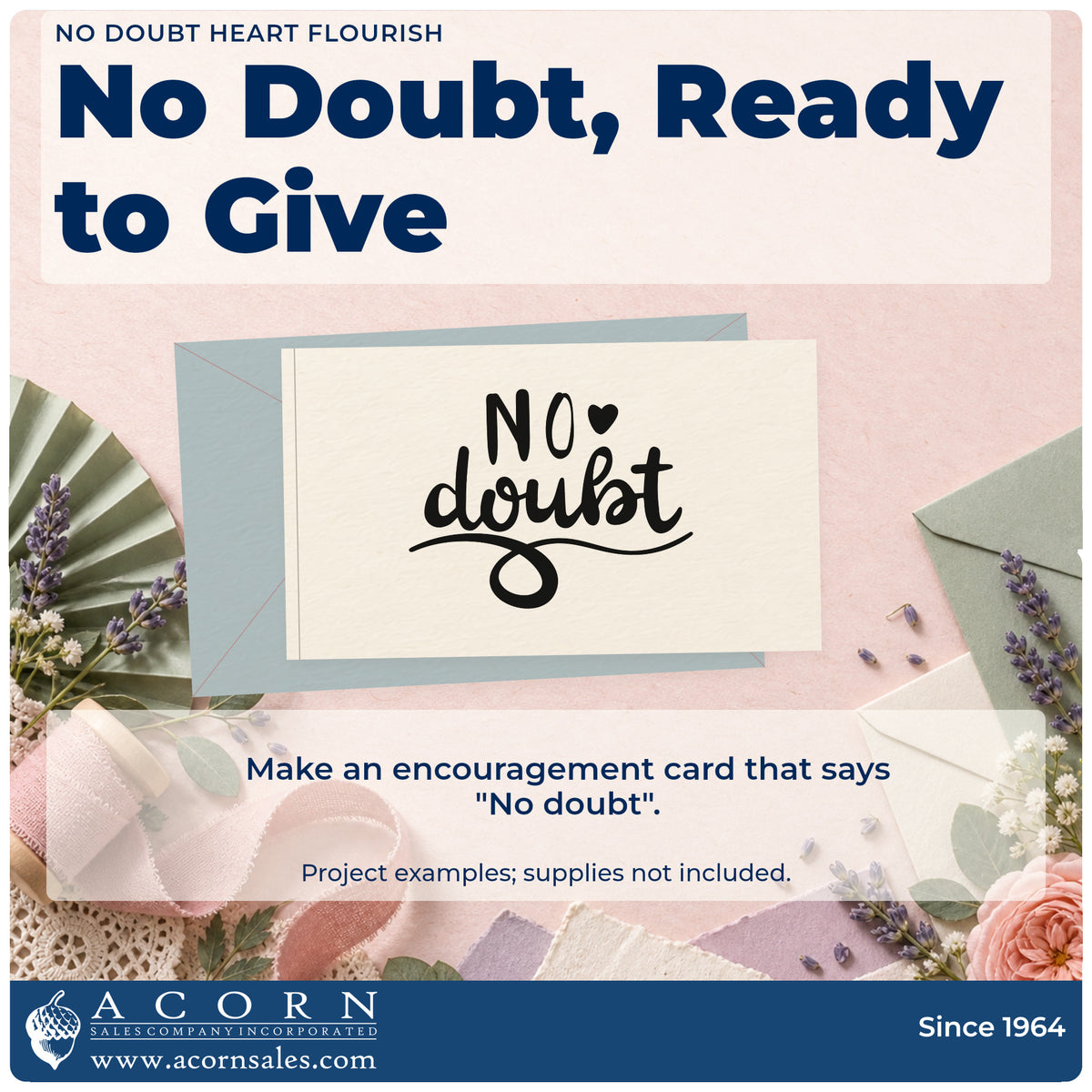 A finished handmade project stamped with the No Doubt Heart Flourish Compact Pre-Inked Stamp – Slim, ideal for target album page.
