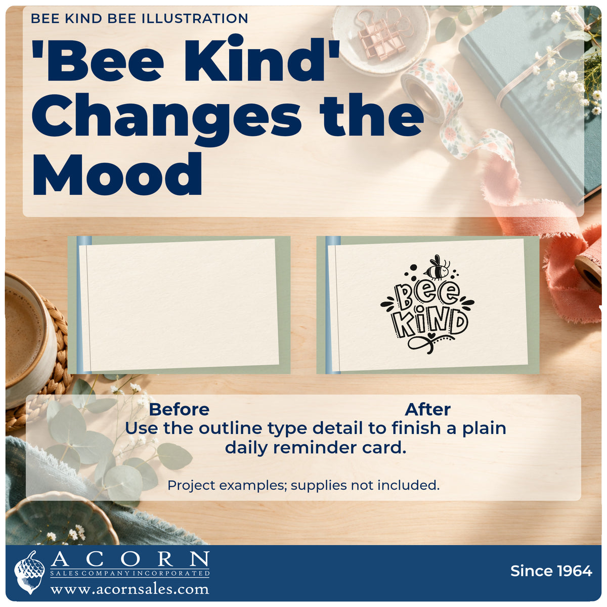 Before and after of a plain item finished with the Premium Wooden Bee Kind Outlined Lettering With Bee Stamp – Vintage Pro, a quick upgrade for framed honey house.