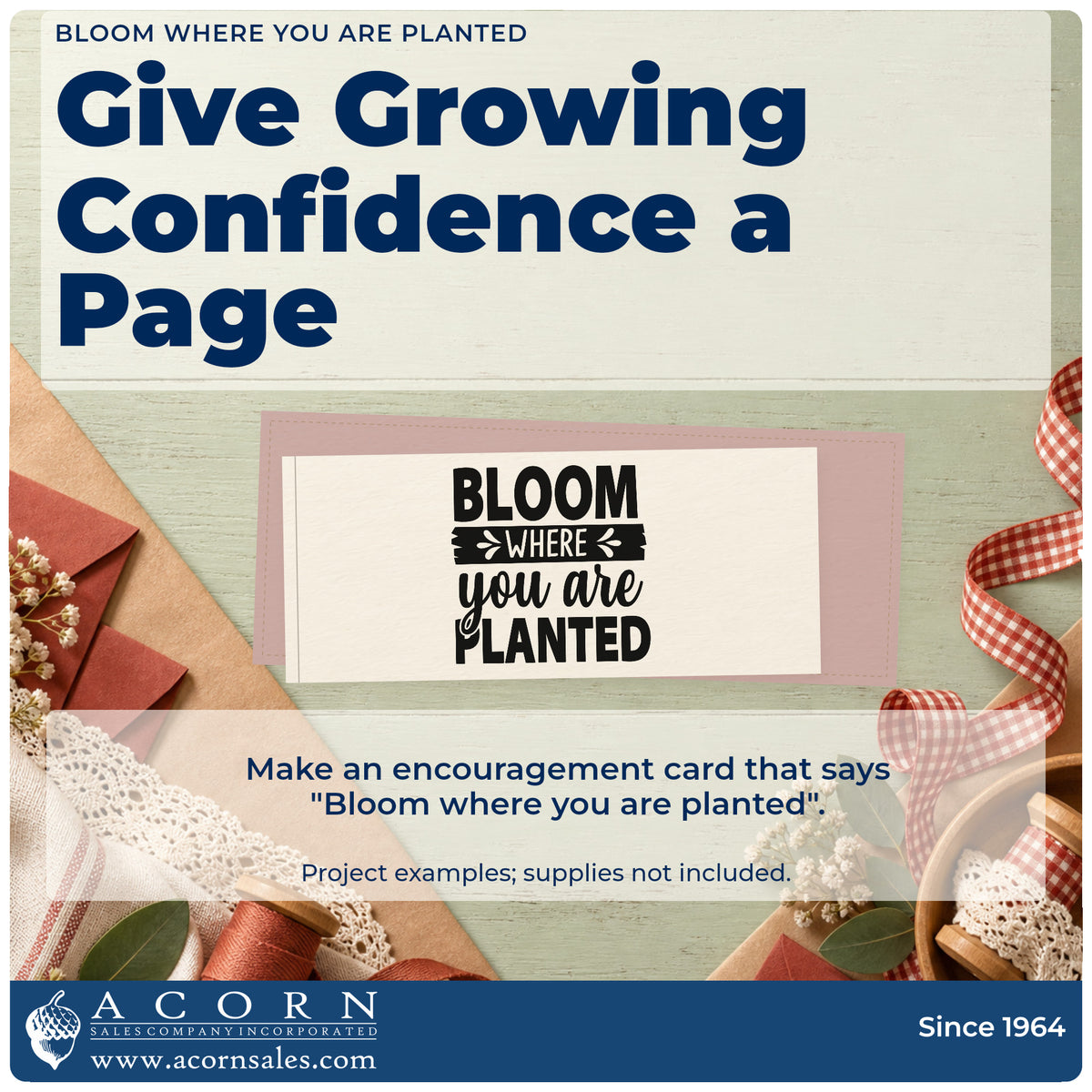 A finished handmade project stamped with the Bloom Where You Are Planted Botanical Lettering Stamp – Premium Vintage Pro Wooden, ideal for plant album page.