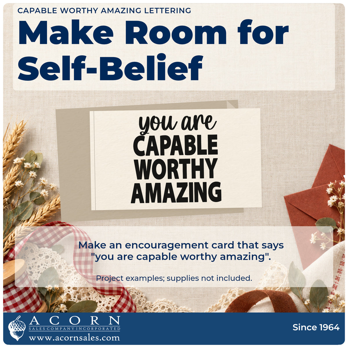 A finished handmade project stamped with the You Are Capable Worthy Amazing Rubber Stamp – Duo Hand, ideal for clinical album page.