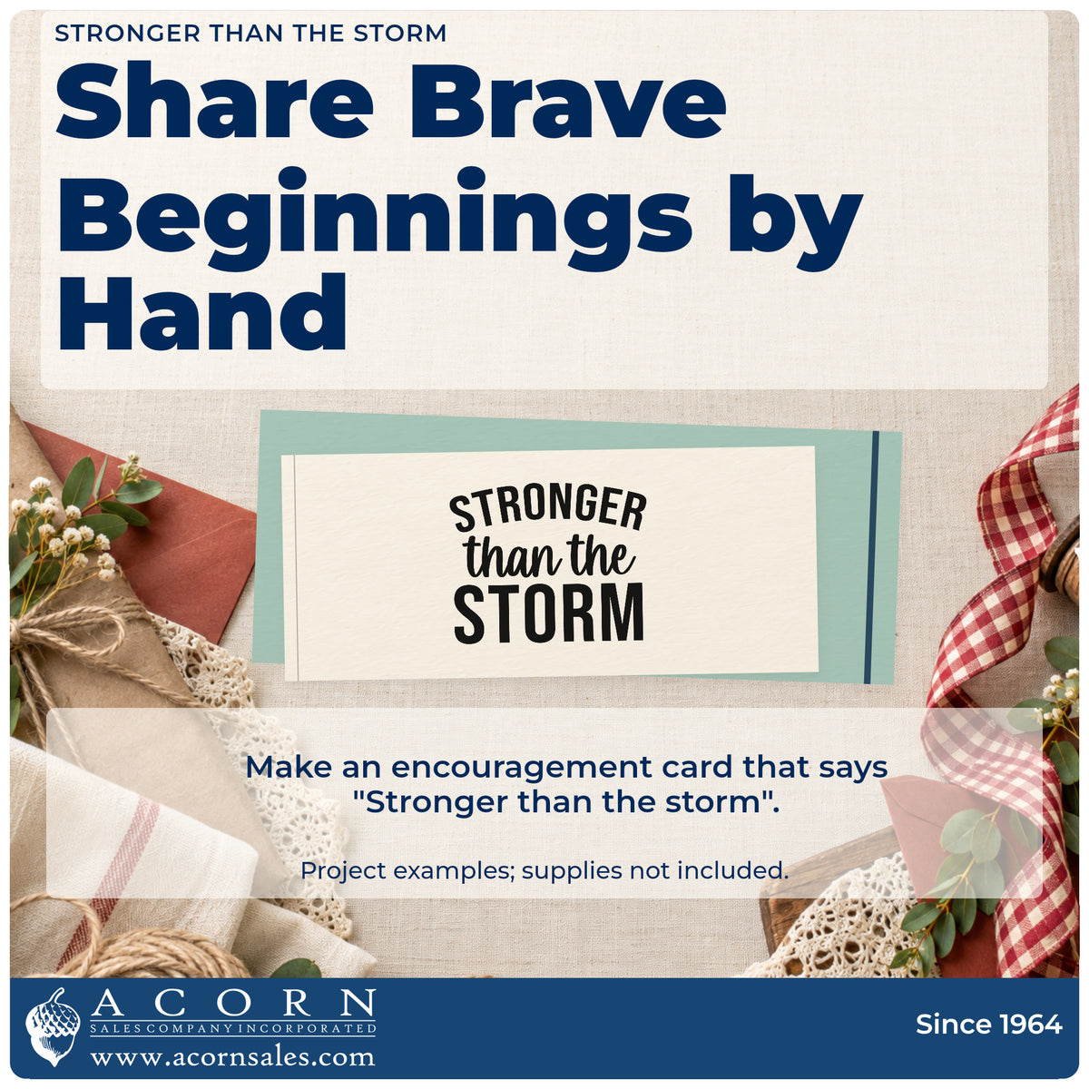 A finished handmade project stamped with the Stronger Than The Storm Arch Hand Stamp – Duo, ideal for cleanup album page.