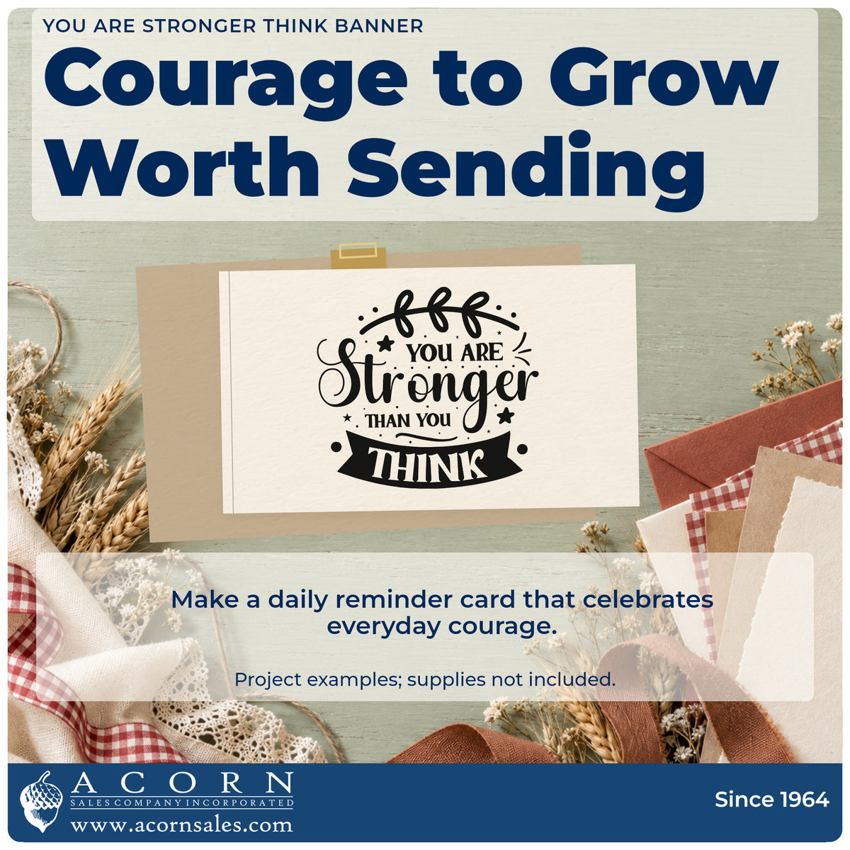 A finished handmade project stamped with the You Are Stronger Than You Think Self-Inking Stamp, ideal for training album page.