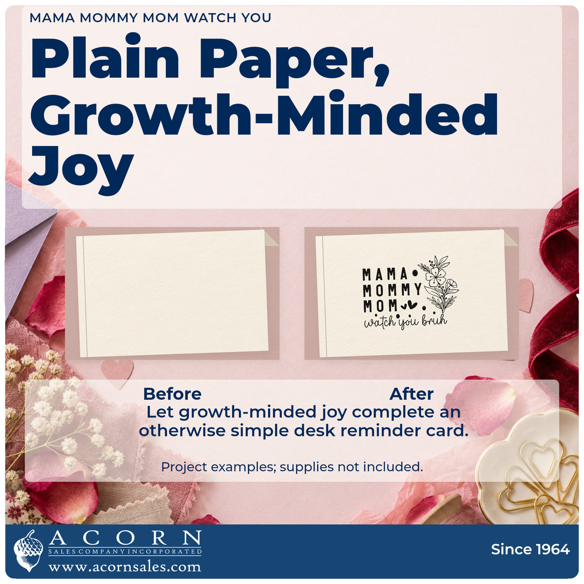Before and after of a plain item finished with the Mama Mommy Mom Watch You Stamp – Duo Hand, a quick upgrade for framed play room.