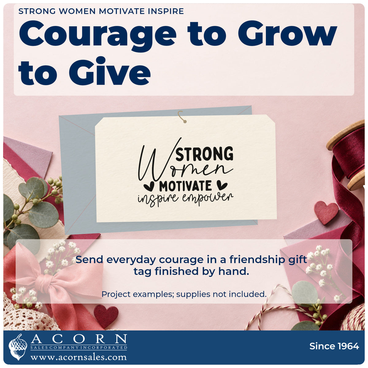 A finished handmade project stamped with the Strong Women Motivate Inspire Empower Rubber Stamp – Duo Hand, ideal for co op album page.